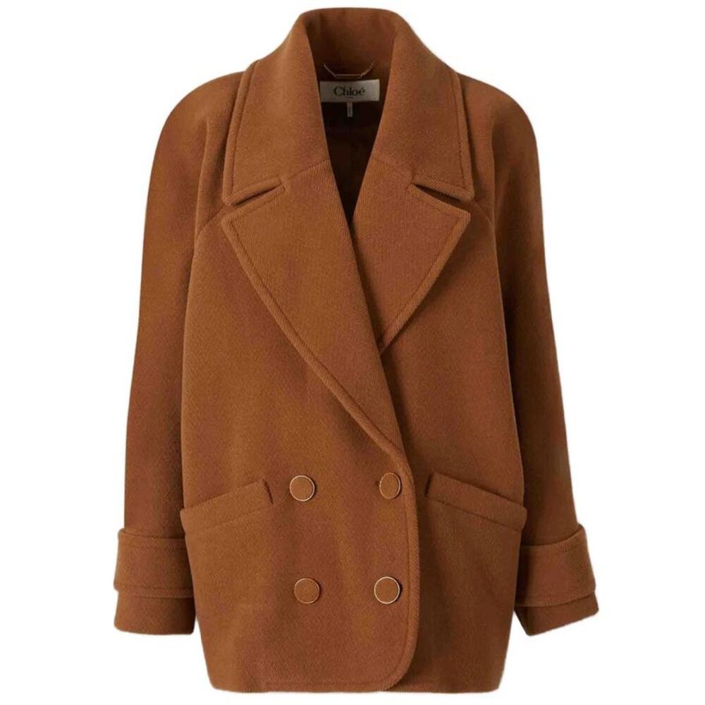 Cappotto Corto Doppiopetto In Lana Con Motivo A Spina Di Pesce Women